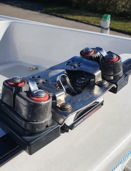 Harken storskødevogn med luv-automatik sælges